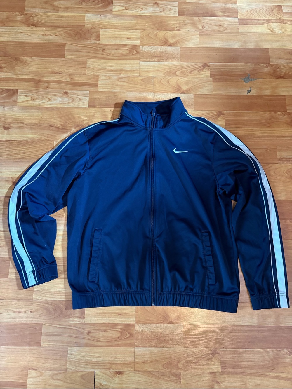 Nike Men’s Dark Blue Performance Track Jacket with White Stripes